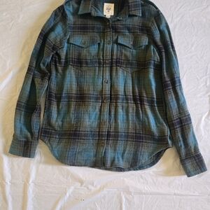 Billabong Teal and Black Plaid Shirt